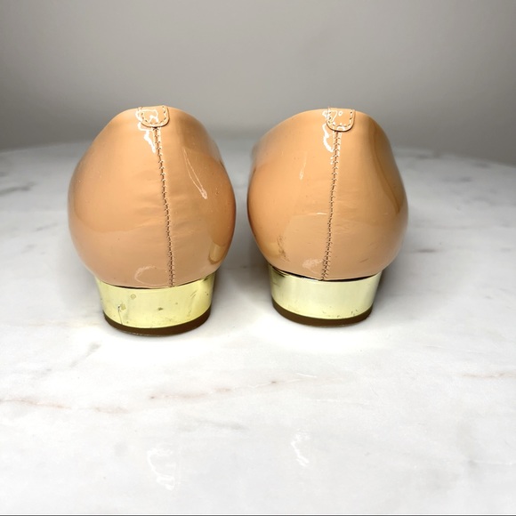 J.Crew Janey Metallic Gold Heel Ballet Flats in Patent Nude. Real Leather. - Picture 6 of 15
